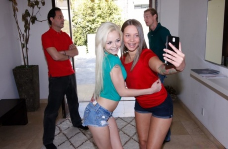 Крошечные шлюшки Эльза Дрим и Лайза Роу трахают отцов друг друга в обмен на дочерей 5