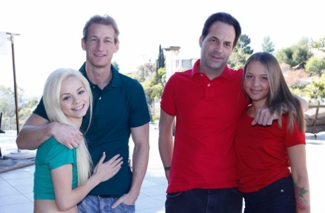 Крошечные шлюшки Эльза Дрим и Лайза Роу трахают отцов друг друга в обмен на дочерей 1