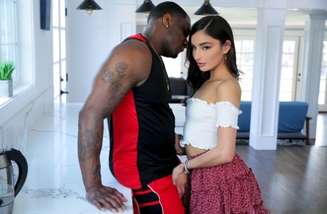 Худенькая молодая девушка Эмили Уиллис вступает в сексуальные отношения с большим черным членом 8